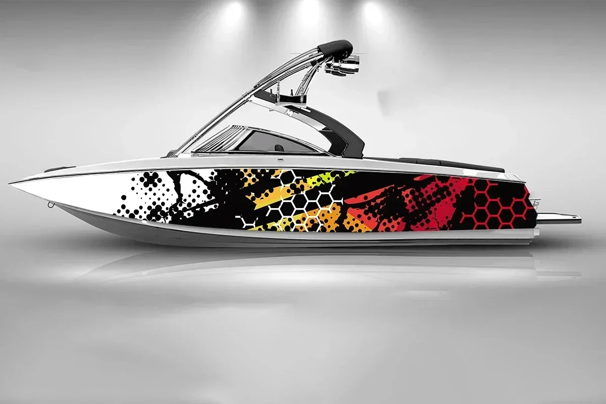 

Honeycomb stripes Boat Stickers Self Adhesive Stickers Fashion Custom Sticker Decal Vinyl Waterproof Boat Wrap Sticker Decal