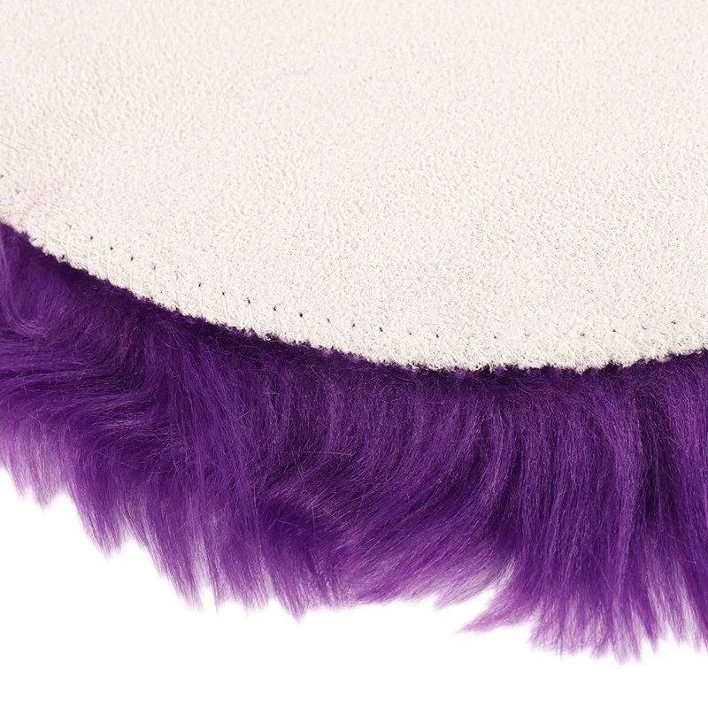 2X Faux Sheepskin Wool Carpet 30 X 30 Cm  Soft Longhair Decorative Carpet Cushion Chair Sofa Mat (Round Purple)