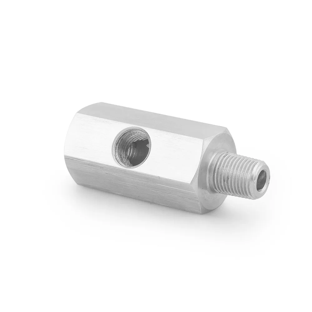 Conector do sensor de pressão de óleo com furos laterais de aço inoxidável, 1/8 