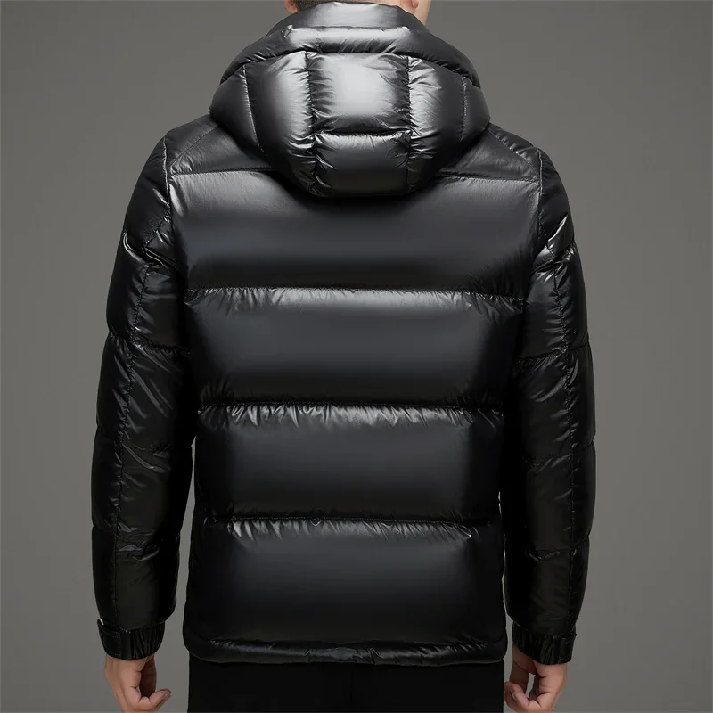 YEAE Winter Luxury Black Men's Down Jacket Short Hooded White Duck Down Clothes Thick Warm Jack New Clothing