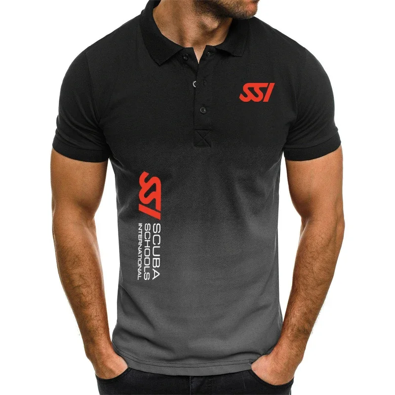 Classic lapel men's T-shirt high quality cotton Polo shirt Scuba Diving Dive SSI summer gradient custom men's POLO shirt