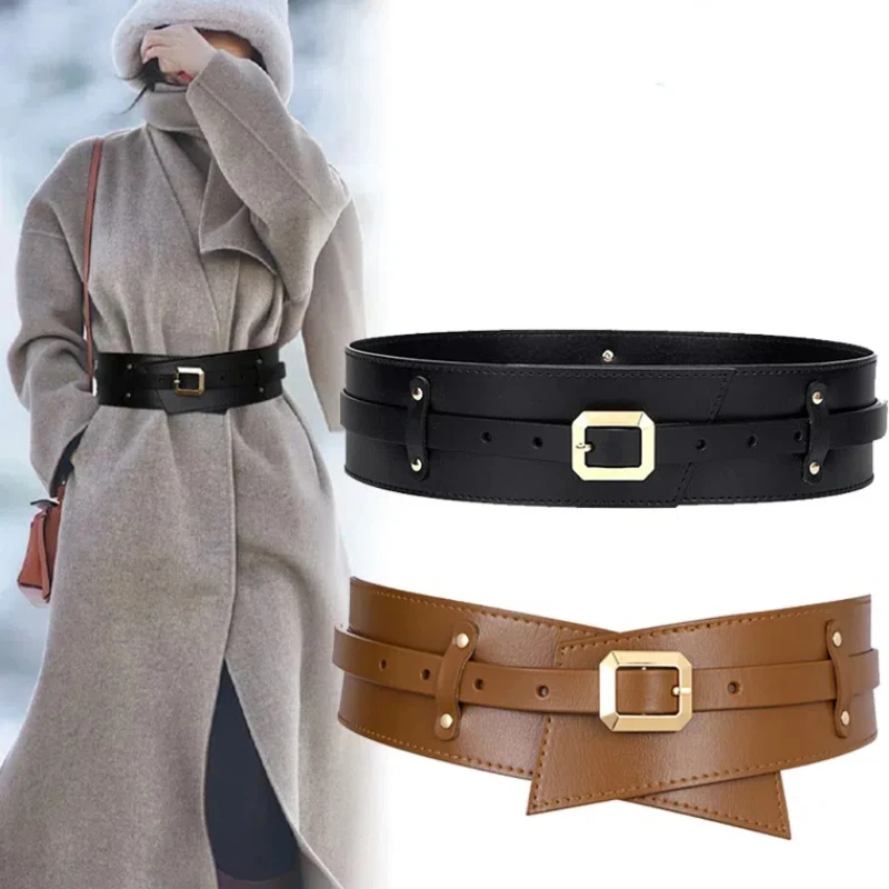 Women's dual-purpose multifunctional wide belt genuine cowhide decoration versatile coat with skirt waist sweater waist