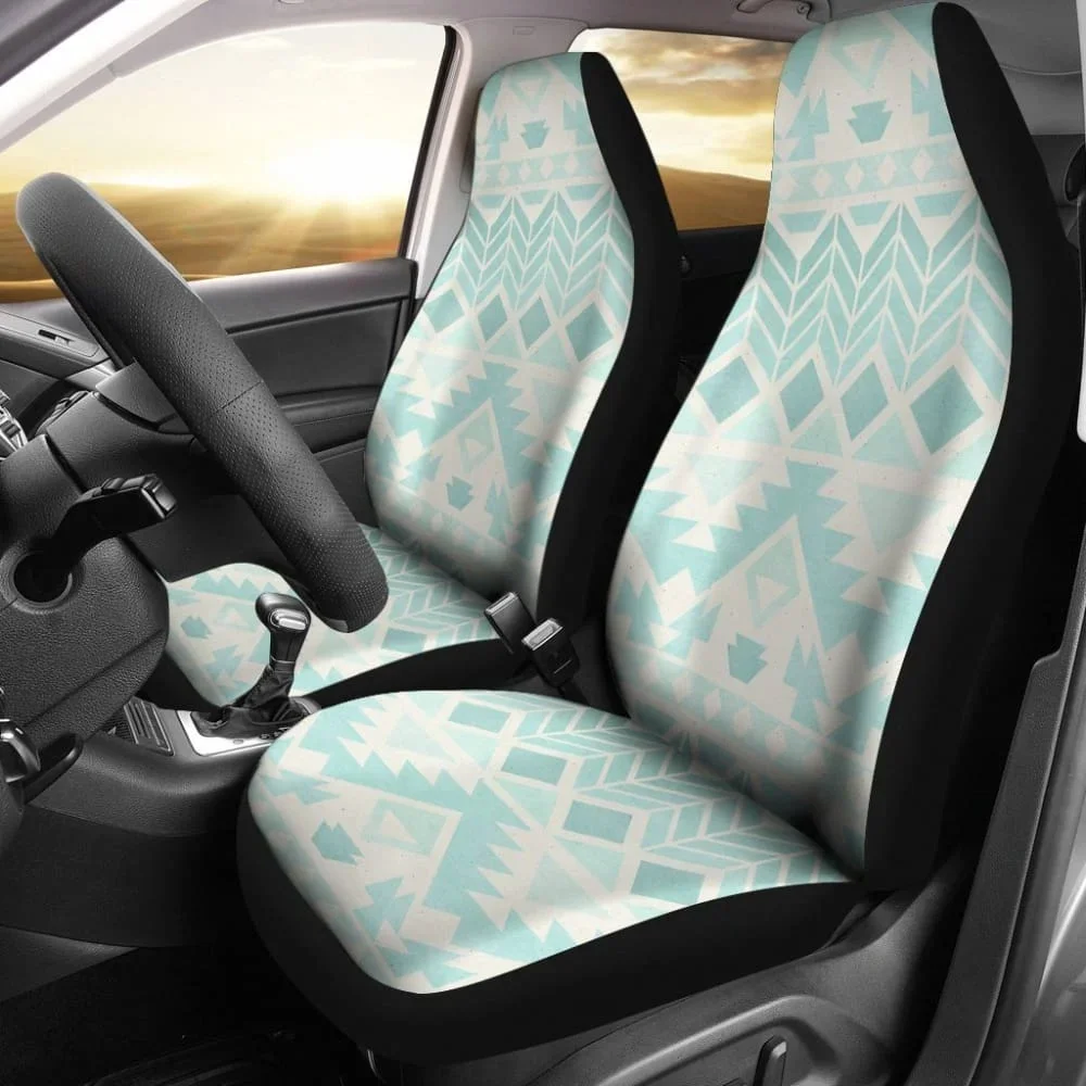 

Чехлы на синие и белые автомобильные сиденья Aztec, комплект из 2 универсальных защитных чехлов на передние сиденья