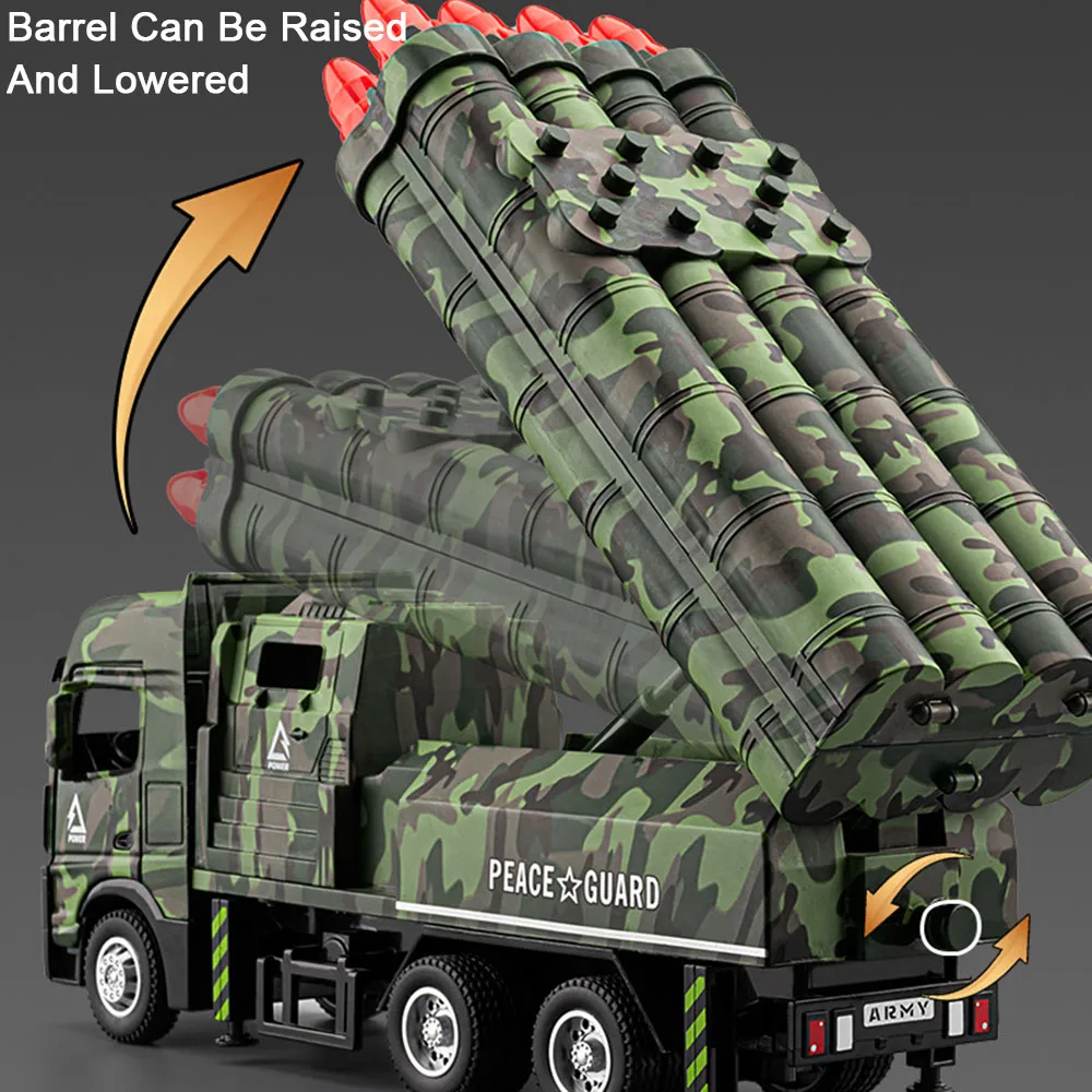 1:32 インターコンチネンタルミサイル車両合金モデルおもちゃダイキャストカー、サウンドライト付きプルバックミニチュアカー、子供向けフェスティバルギフト