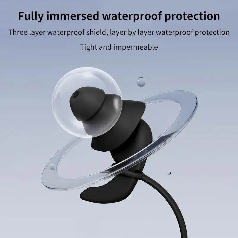 

〔ODS13〕3 Layer Waterproof Noise Cancelling Swimming Earplugs With Rope Ergonomic Anti Loss Lanyard For Sleep Swim