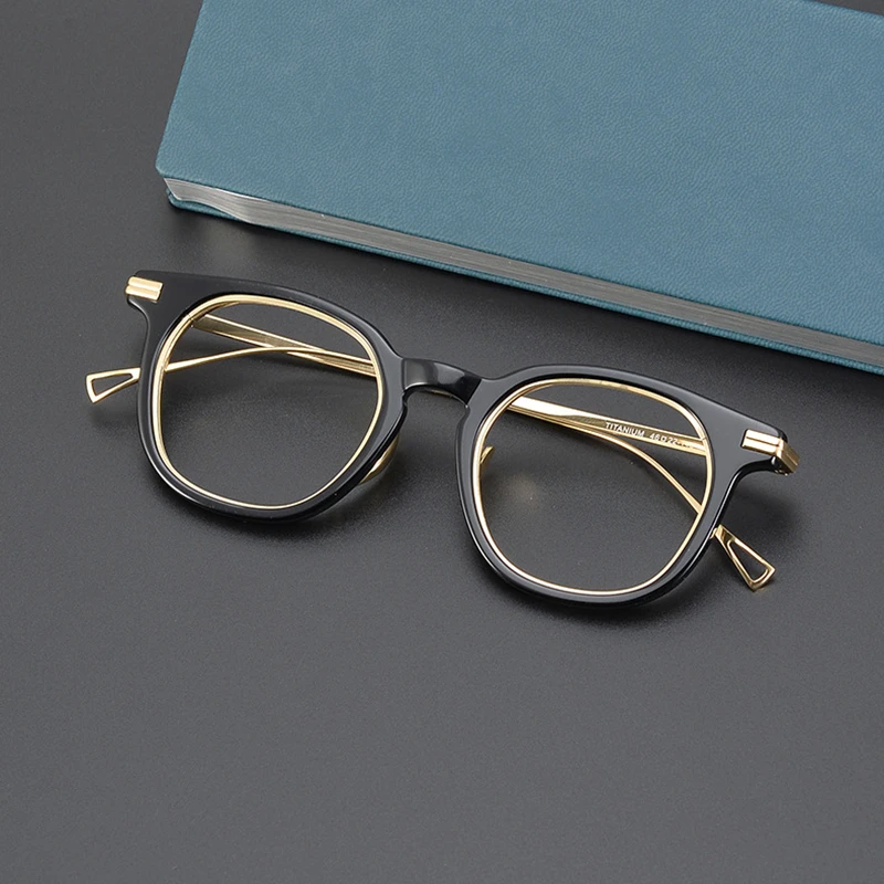 Japanese Brand Design Square Glasses Frame Men Vintage Titanium Acetate Optical Eyeglasses for Women Myopia Prescription Eyewear