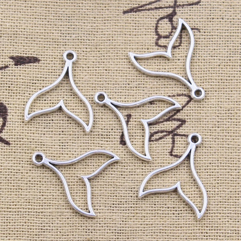 50pcs Charms Hollow Whale Tail 20x17mm Antique Silver Color Pendants DIY Crafts Making Findings Handmade Tibetan Jewelry