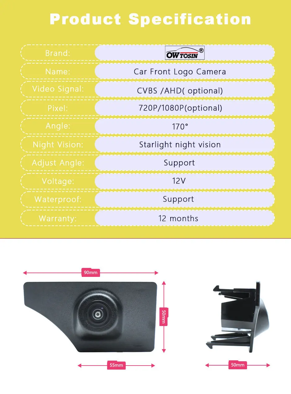 170° Fisheye AHD 1920*1080P Front Logo View Camera For Volkswagen VW T-Roc TRoc 2018 2019 2020 2021 2022 Vehicle Car Camera