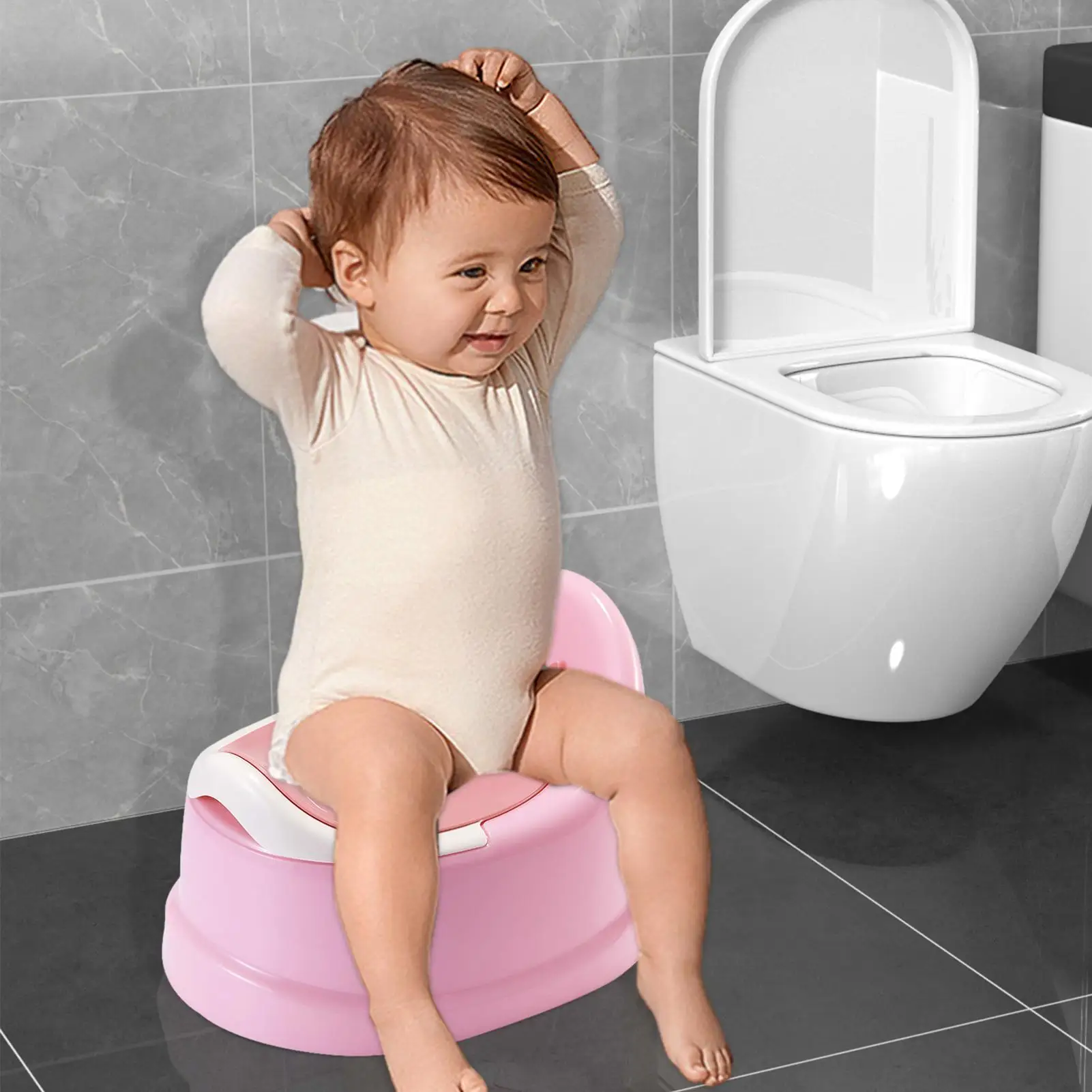 1pc Portable Toddler Potty Baby Toilet Trainer Training Toilet For Travel Stable And Safe Oval Bottom Design Non Slip Potty view 3
