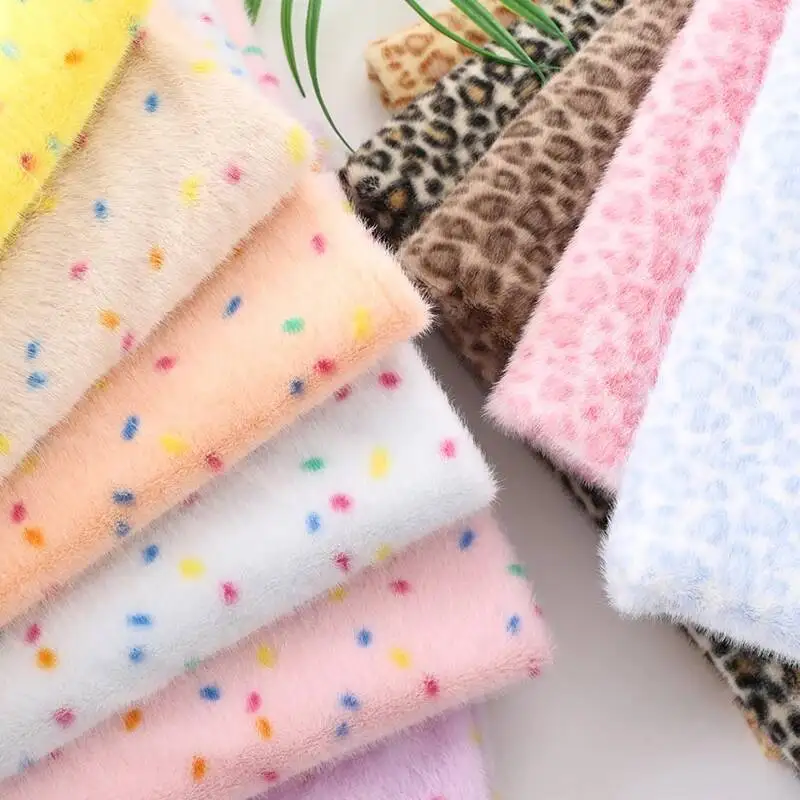 

1/2 ярда ткань с принтом в горошек из искусственного меха для плюшевых игрушек, хлопковые куклы, теплые шапки, декоративная ткань, ткани для шитья ручной работы