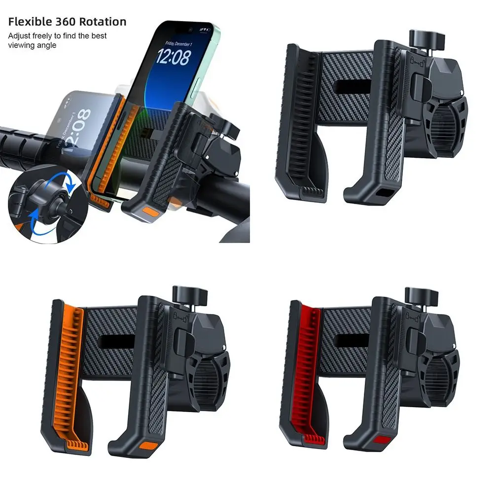 

Durable Plastic Bicycle Phone Holder Black Orange Red Universal Mobile Phone Holder Adjustable Smartphone Mount Stand