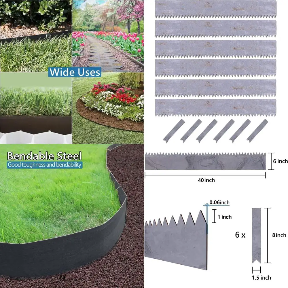

Flexible Galvanized Steel Garden Border, 6 x 40'', Durable Landscape Edging for Lawn and Garden