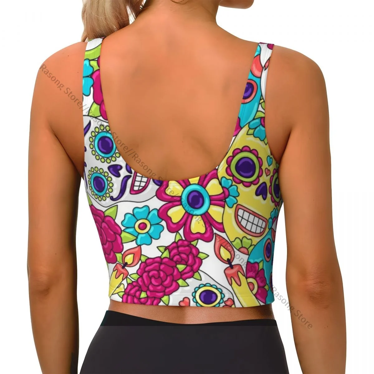 Sports Bra Women Running Yoga Clothes Vest Sugar Skull Day Of The Dead Gathering Fitness Vest