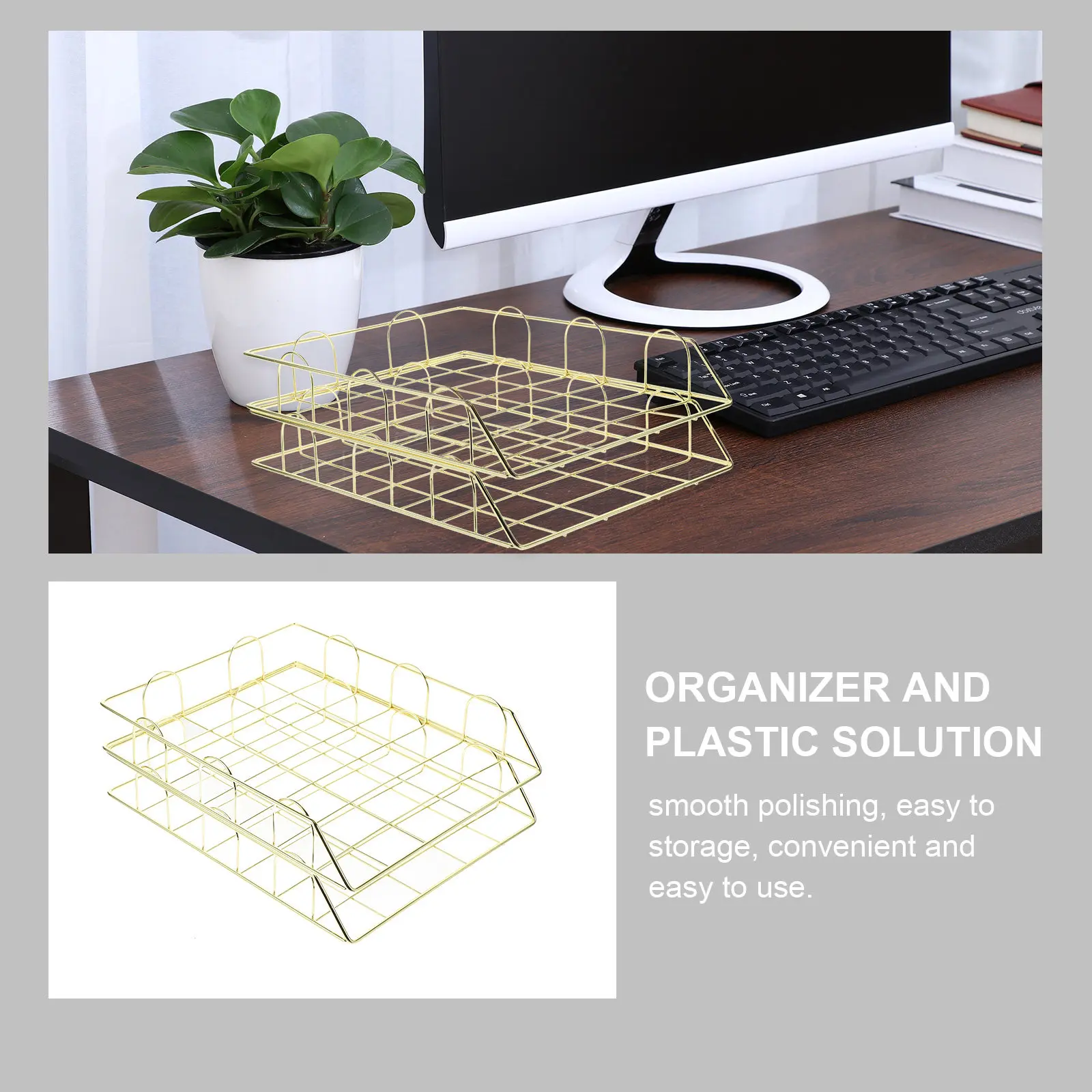 2Pcs Black Metal Desktop Organizer Basket for Cosmetics Makeup Brushes Perfume Essential Oils Skincare Products Stationery