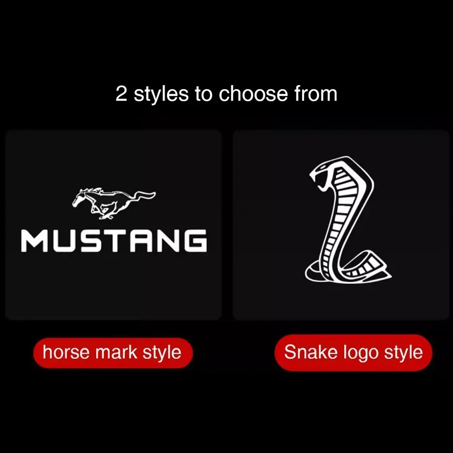 For Ford Mustang LED Rearview Mirror Projectors Horse Mark Snake logo Puddle Light 2015-2023 Welcome Projection Decorative light