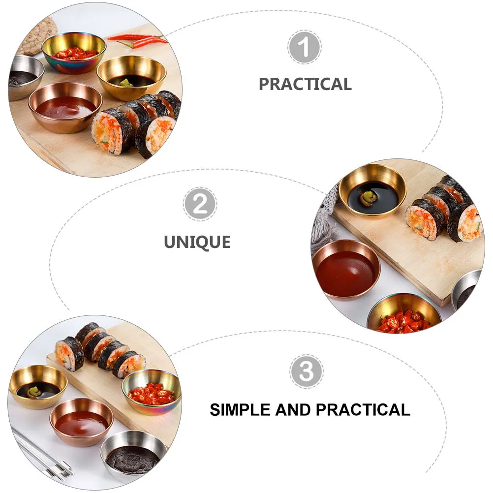 

4pcs Stainless Steel Dish Small Appetizer Plates For Sauce Seasoning Flavor Bowls Food Serving Dessert Soup Prep Tableware