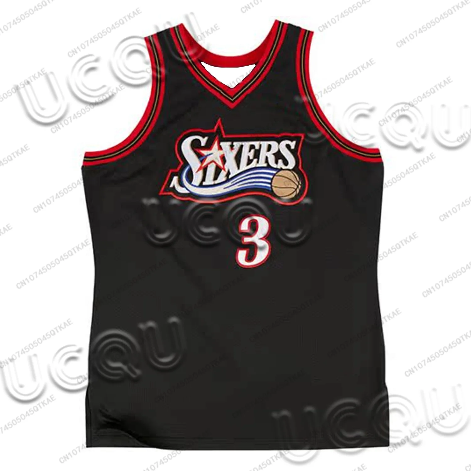 American Men's Basketball Jersey Retro Singlet 97 Version Philadelphia No. 3 Allen Iverson Black Classic Vest Men's T-shirt Tops