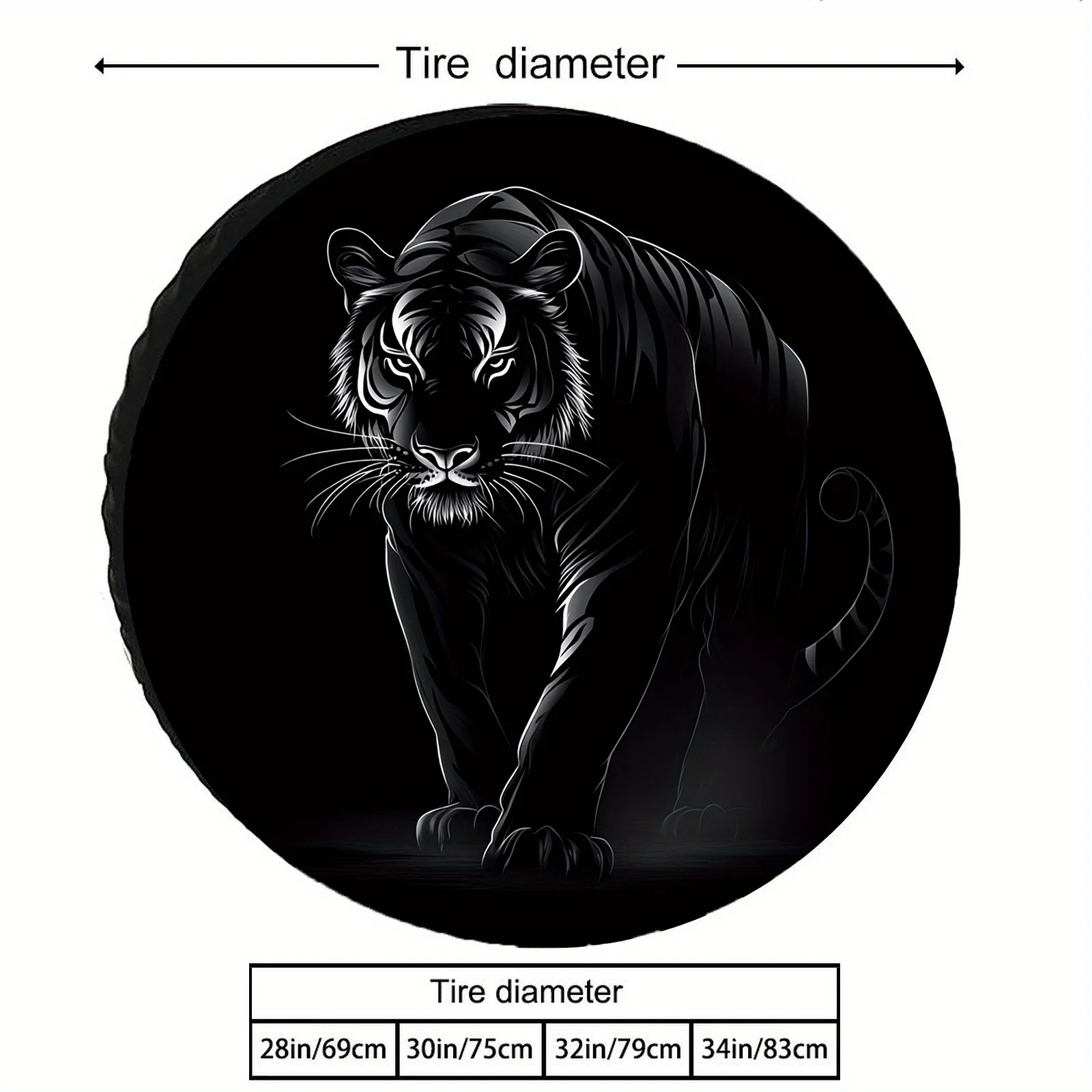 1pc High-Definition Printed Tire Cover - Premium Polyester Material, Terrifying Demon Tiger Design, Suitable For 28-34 Inch Tire