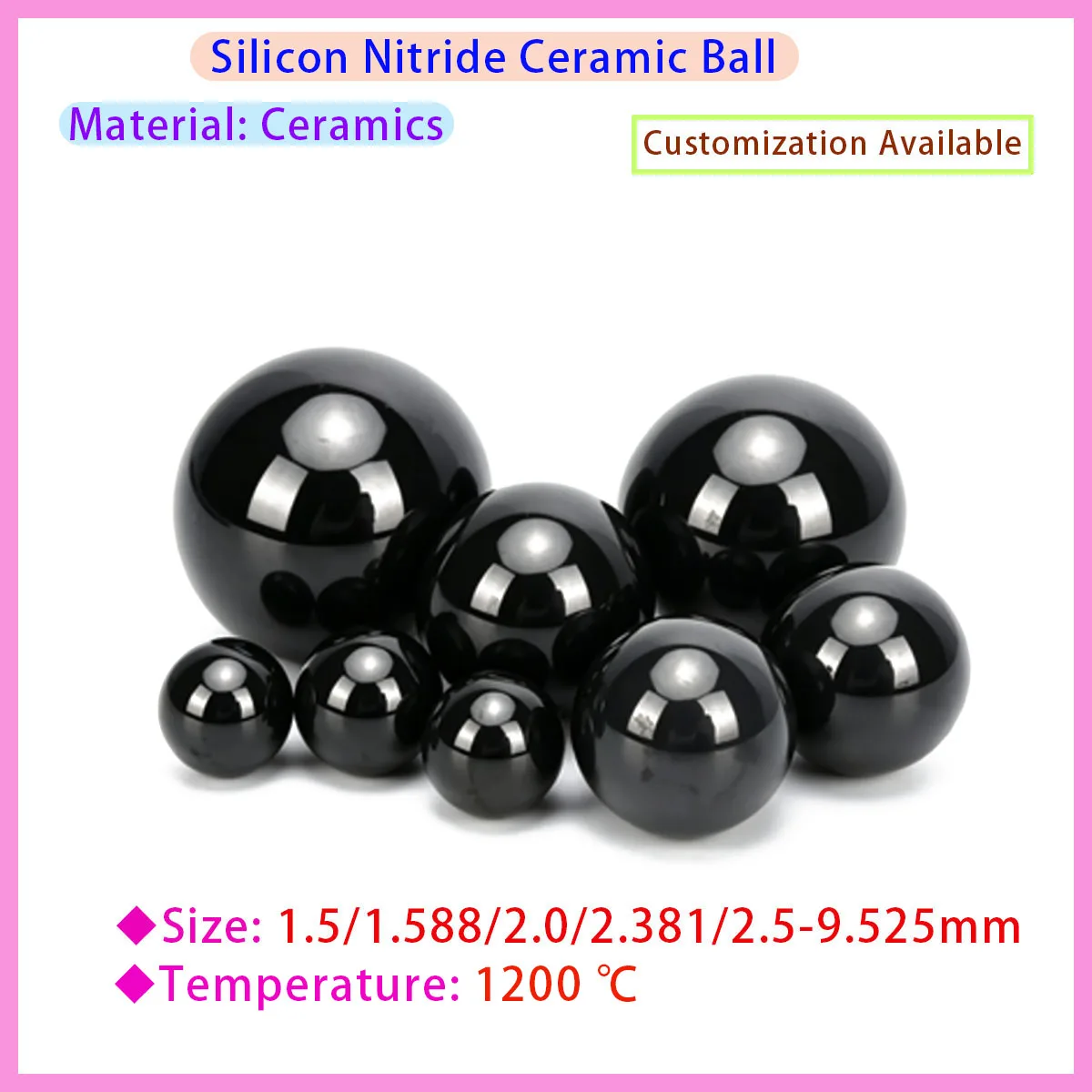 SI3N4 Silicon Nitride Ceramic Ball, Temperature Resistance 1200 ℃, Diameter 1.5/1.588/2/2.381/3.175/3.969/4/4.763/5/6.35mm