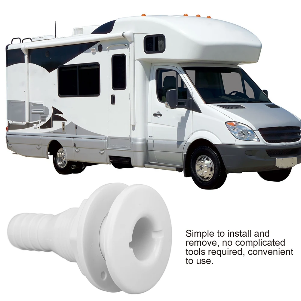 Boat Water Drain Scupper ABS 3/4In White Through Hull Connector Hose Coupling Drain Outlet Replacement Hardware