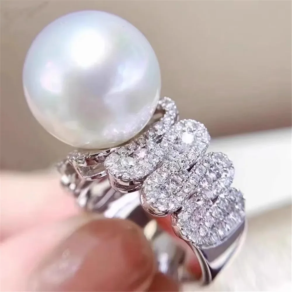 

DIY Pearl Gadgets S925 Sterling Silver Ring Empty Holder Fashion Gold Silver Jewelry Fit 9-13mm Round Z451