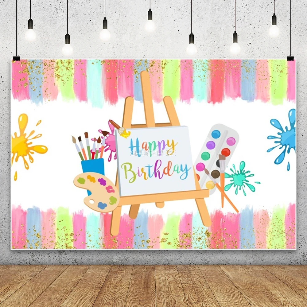 دعونا نطلاء فستان عيد الميلاد لخلفية التصوير الفوتوغرافي لفرشاة الحفلات الفنية الملونة على جدران الكتابة على الجدران
