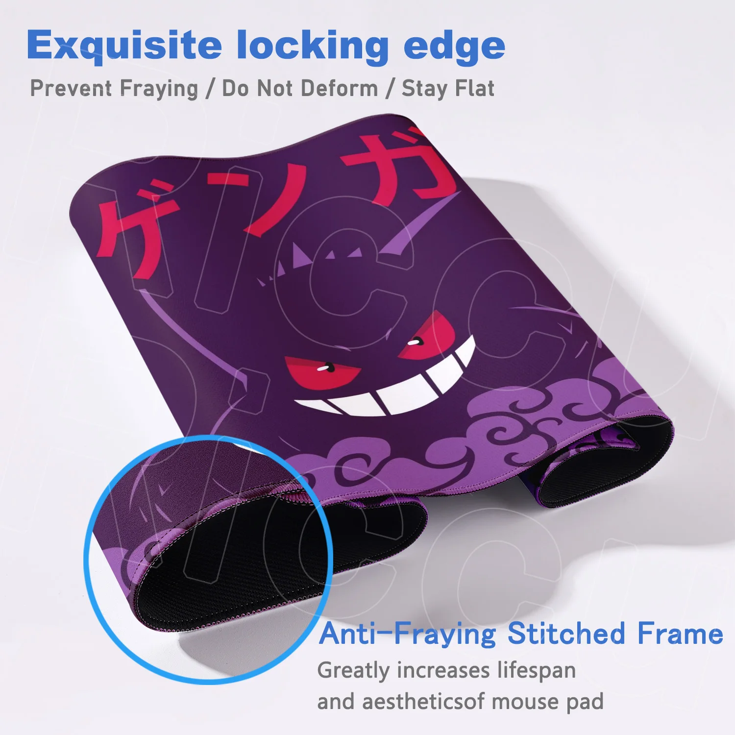 Podkładka pod mysz Kawaii Anime P-pokemon 80x40cm, dywanik pod klawiaturę do gier, urocza G-gengar, powiększona podkładka na biurko, antypoślizgowa podkładka pod mysz do laptopa, do biura. — zdjęcie produktu 4