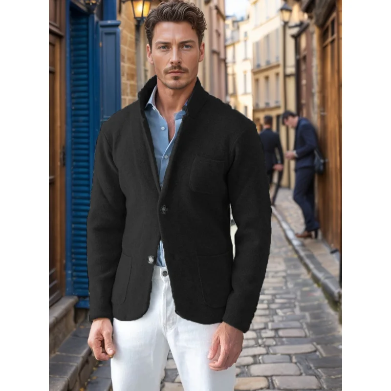 

New Mature Men's Fashion British Coat Casual Men's Jackets Solid Color High-End Vintage Men's Coat