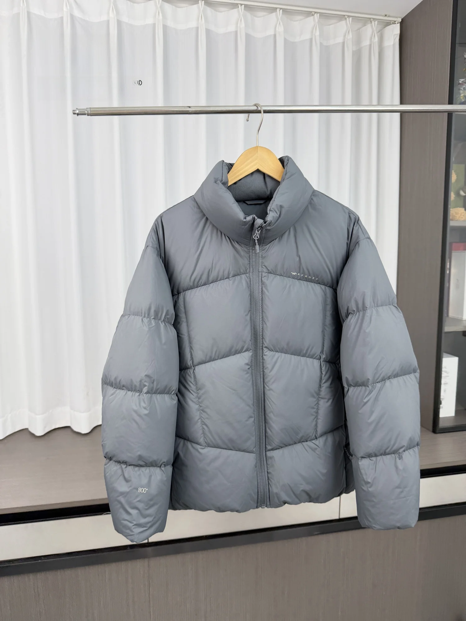 Men's Loose Fit Duck down Jacket 800 FP White Duck Feather Stand Collar Bread Coat Warm Winter Outerwear Long Sleeve Zipper
