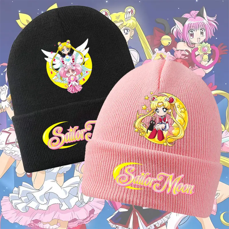 Sailors Moon Series Knitted Hats Outdoor Keep Warm Hot Anime Ptint Stretch Caps Autumn Winter Beanie Soft Comfortable Gifts