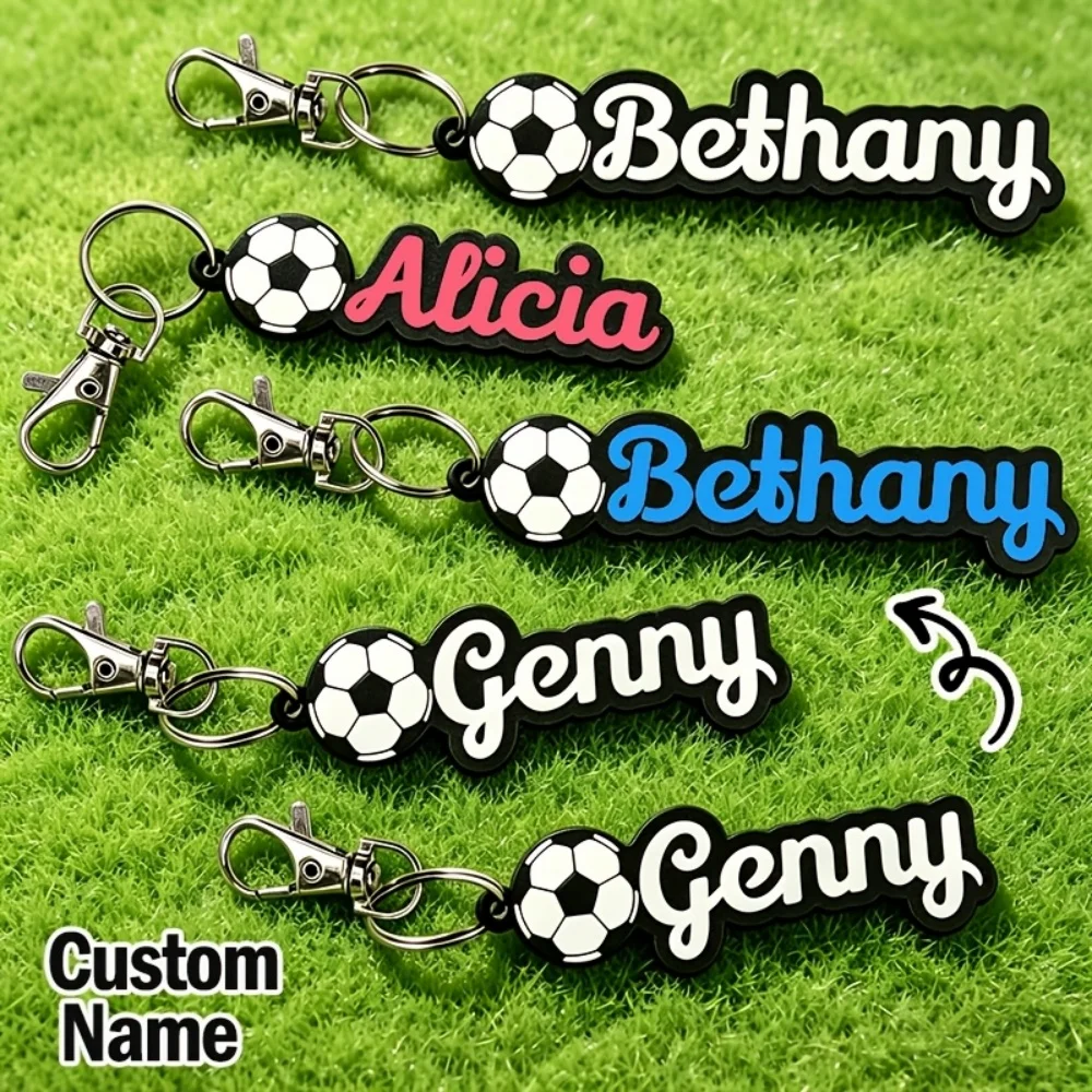Customized Football Star Keychains Custom Football Team Pendant Keychain Acrylic Custom Name Football Keychain Football Match