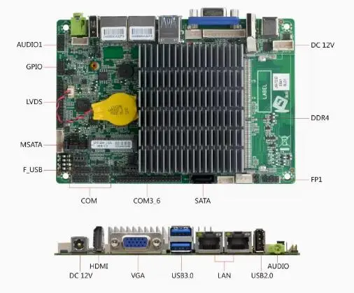 

J6412 3,5-дюймовая материнская плата 3,5-дюймовая промышленная материнская плата SBC IPC с четырехъядерным процессором Elkhart Lake Celeron DC-12V 6COM 2x2,5GbE LAN,