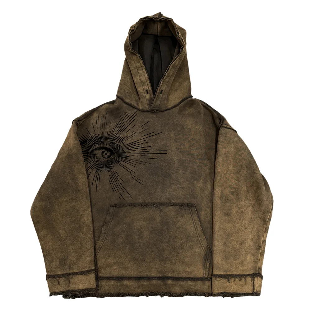 

Retro American Dark Subculture High-End Eye Graffiti Hoodie Sweatshirt Lazy Style Unisex Fashion Clothing Accessories