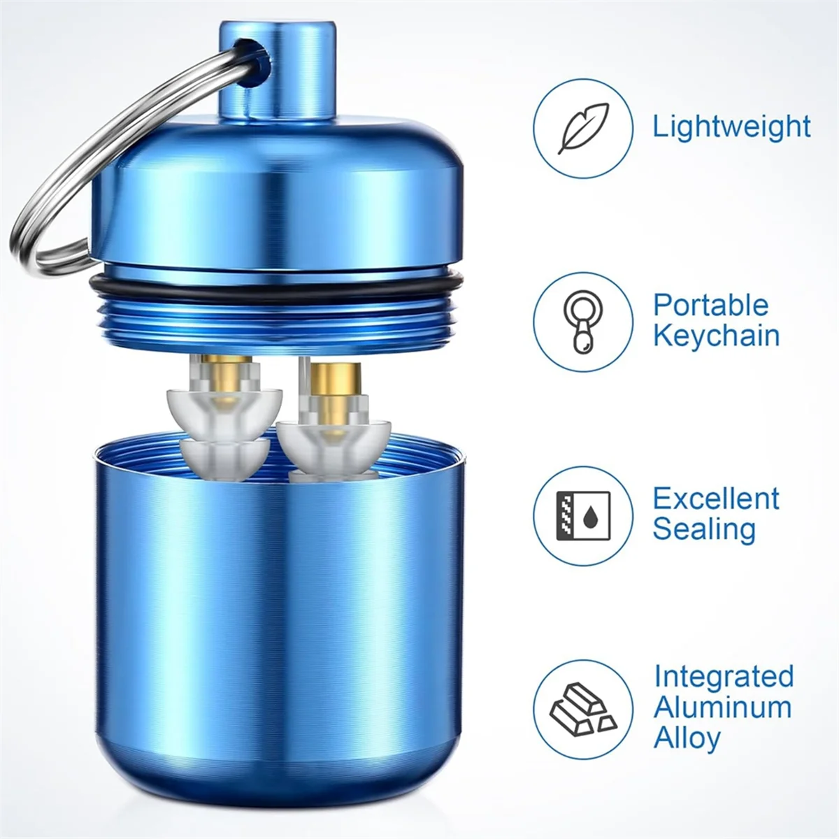 B-T 4 Pack Ear Plug Carrying Case Keychain, Portable Keychain Pill Holder Case, Waterproof Metal Earplug Case Pill Container - view 5