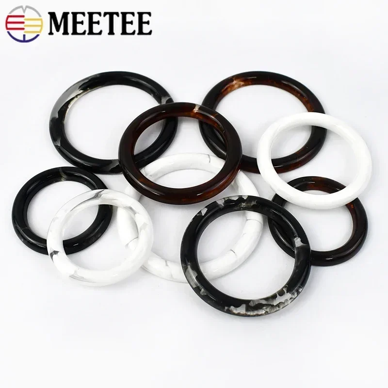 10/20pcs Meetee 3-4.5cm Round O Ring Resin Buckle Buttons Women Scarves Belt Buckles Ribbon Slider for Garment Clothes Bag Decor