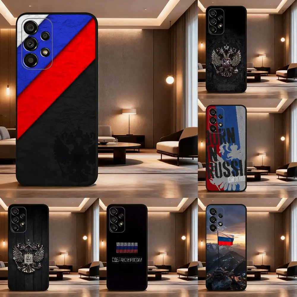 

R-Russian Flag Phone Case For Samsung Galaxy A73,31,32,72,41,53,52,71,22,5G,Note,J7,8,9 Soft Black Cover