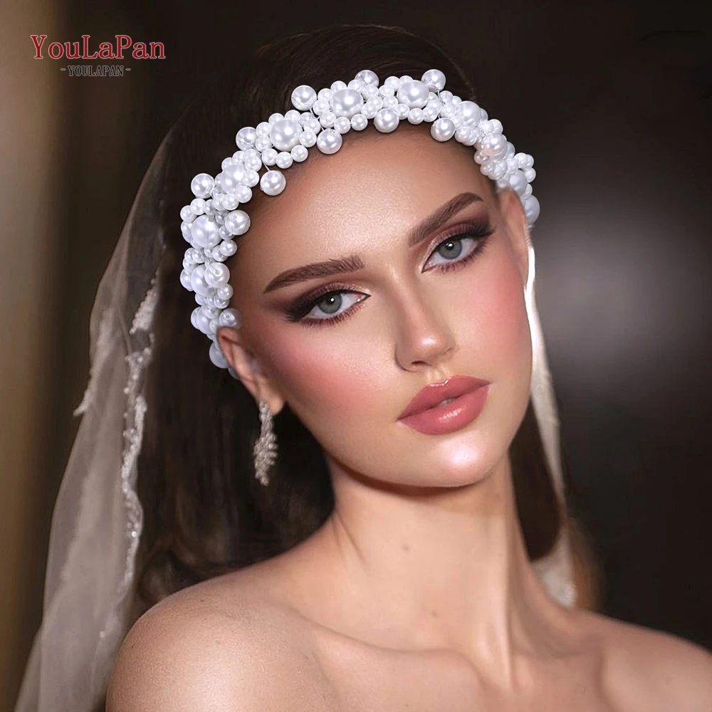 

YouLaPan Trendy Pearl Headband Wedding Bridal Hair Accessories Bride Headpiece Elegant Headdress Women Banquet Headwear HP829