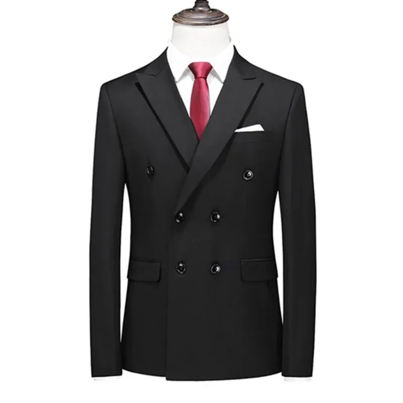 2024 Brand Fashion Men Double Breasted Tuxedo Business Suit/Male Slim Fit  Korean Casual Clothing/Men\'s Casual Jacket Blazers