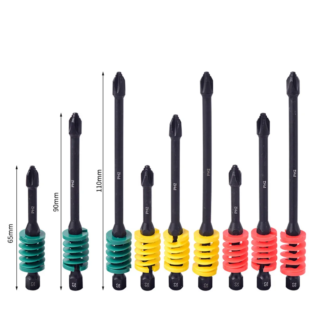 3pcs 65/90/110mm Non-Slip Drill Bits Spring Screwdriver Bits For Screwdriver Electrician Electric Tool Accessories