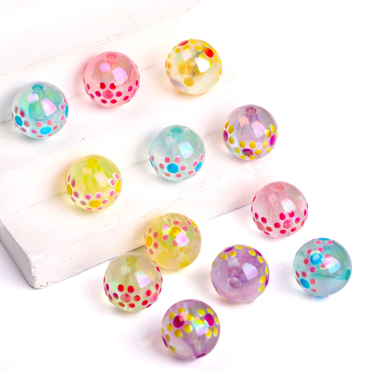 10pcs/20pcs Random Color Round Acrylic Beads For Jewelry Making Diy Handmade Bracelets Necklaces Crafts Supplies