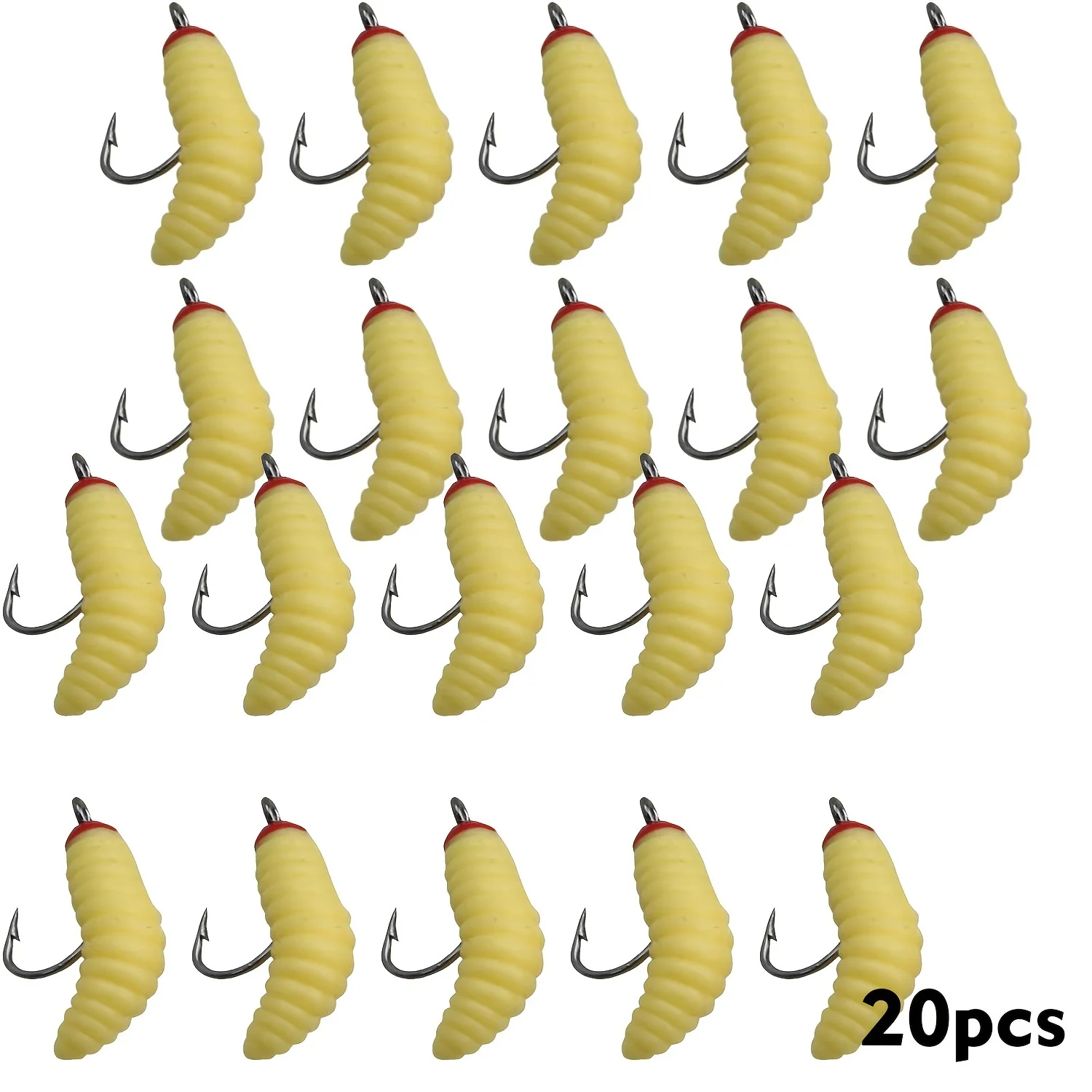10pcs Soft Maggot Baits with hook Fake Bread Worms for Fishing