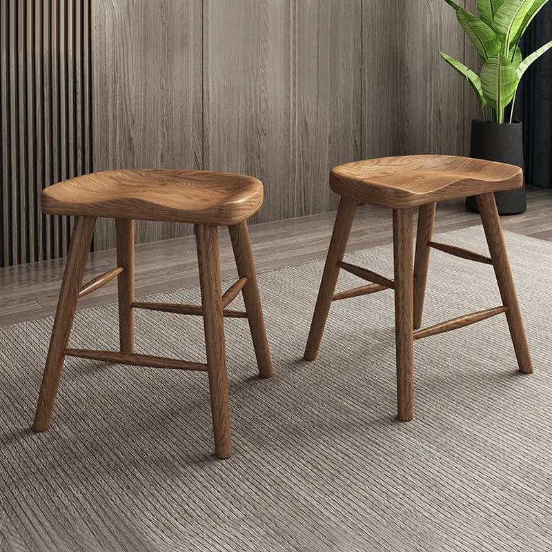 Bar Chair Milk Tea Shop Beauty Dressing Stool Shoe Change Stool Household Solid Wood Bench