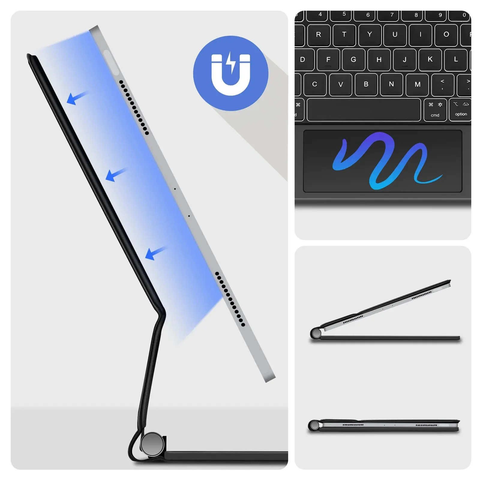 لوحة مفاتيح سحرية لجهاز iPad Air 11 13 M3 M2 M4 Pro 12.9 Pro 11 Air 4 5 10.9 "Smart Pogo Pin اتصال مباشر بإضاءة خلفية متعددة اللمس #5