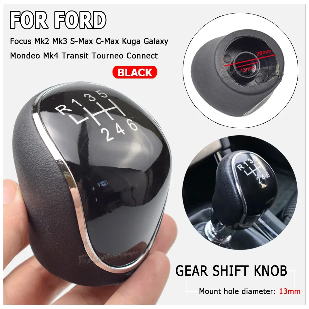 6 Speed Car MT Gear Stick Shift Knob For Ford C-Max Focus Mk2 Mk3 Grand C-Max Galaxy Kuga Transit Connect Custom S-Max Automobil