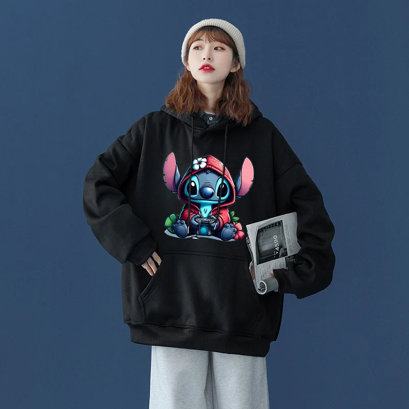 Disney  Lilo & Stitch Stitch Men Women Hoodies Casual Hip Hop Streetwear Long Sleeves Sweatshirts Boys Girls Autumn Tops Coats