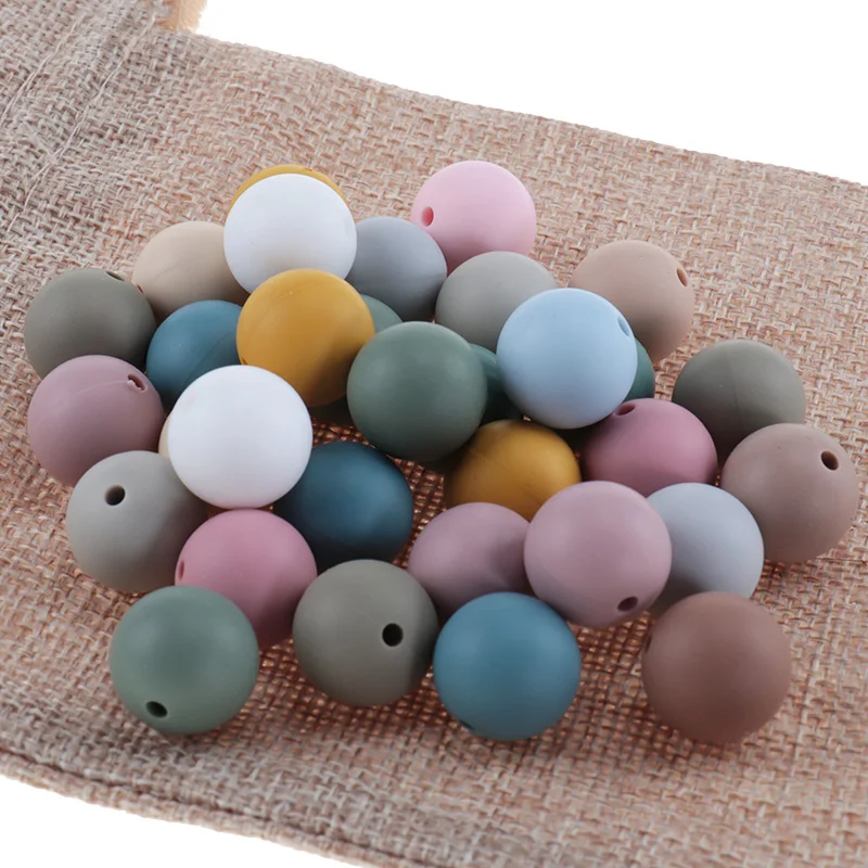 

QHBC 15mm 200pcs Silicone Baby Teether Round Beads Accessories For Pacifier Clip Chain Personalized Teething Toys New Color