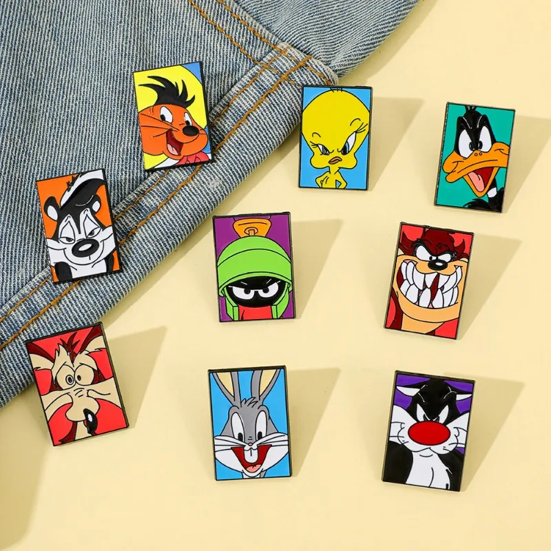 Nueva insignia de esmalte con diseño de personajes de dibujos animados de Looney Tunes: Bugs, Tweety Bird. Broches divertidos para solapas, insignias para mochilas y accesorios de disfraces.