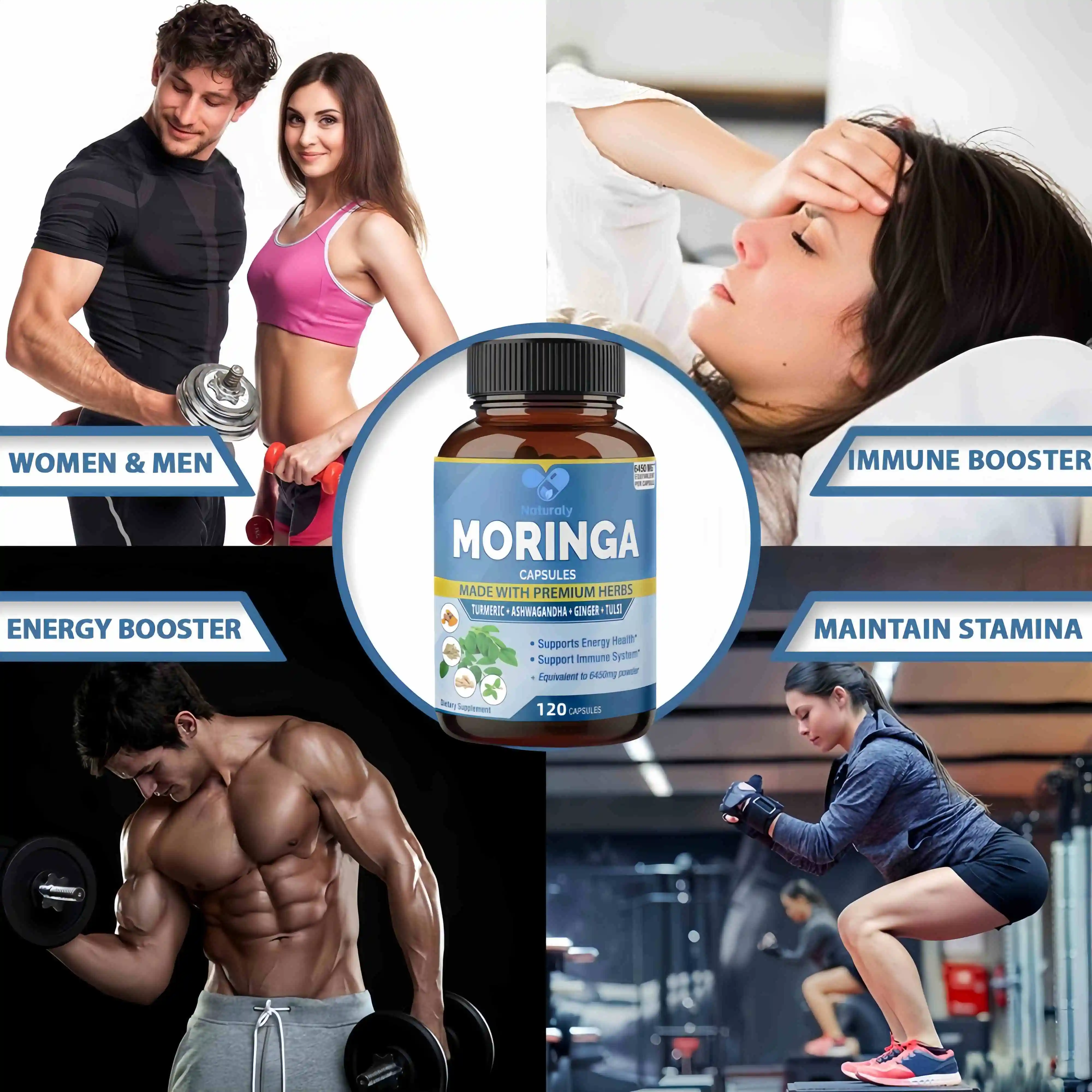 Organic Moringa Capsules - Improves Digestion and Supports Intestinal Health, Antioxidant