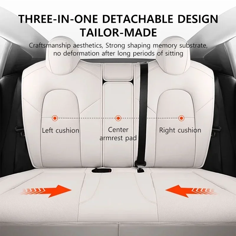 Nappa Leather Car Seat Covers for Tesla Model Y Model 3 Highland Customized Car Seat Cover White Black Breathable and Waterproof
