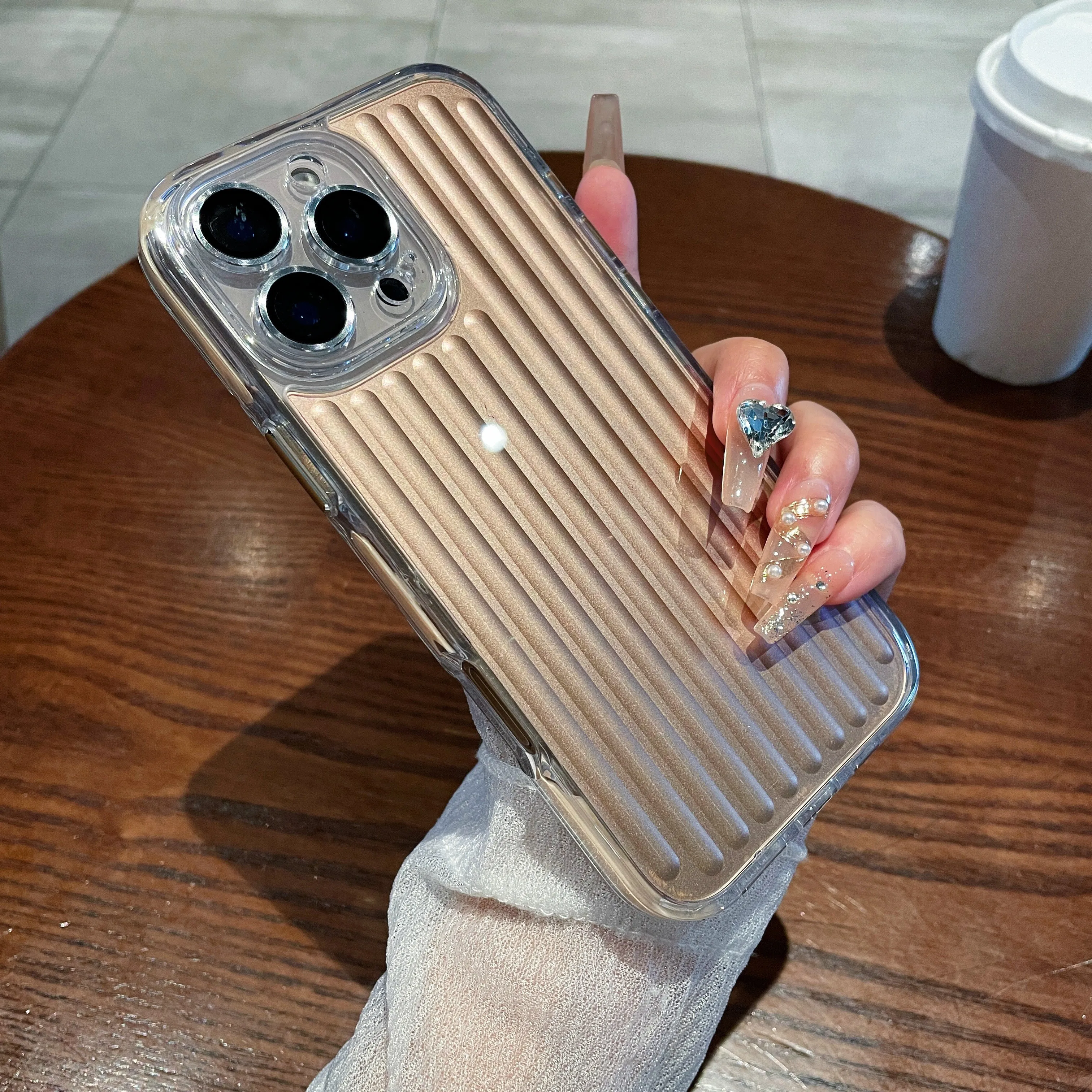 

3D Stripe Business Luggage Phone Case For Apple iPhone 16 15 14 Pro Max 16 15 14 Pro 16 Solid Color Anti-Fall Shockproof Cover